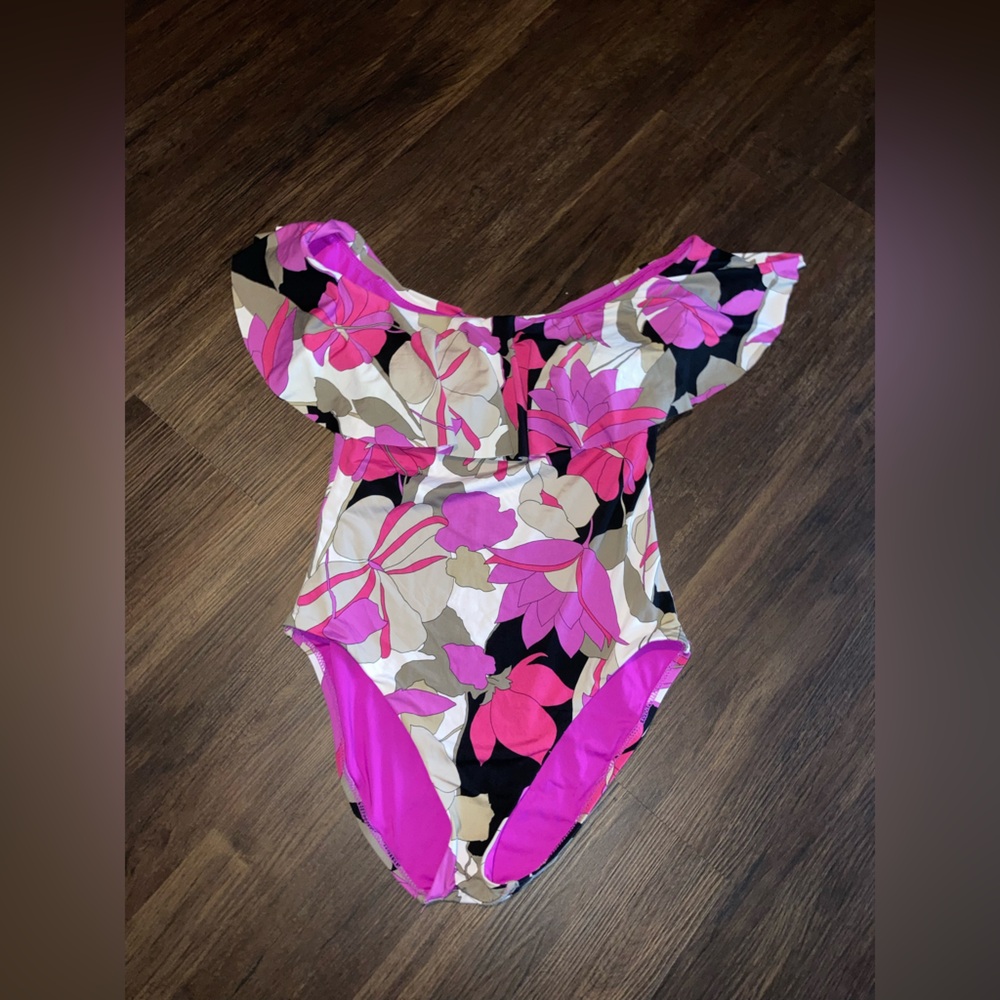 Trina Turk Fuchsia Floral One-Piece Swimsuit size 10